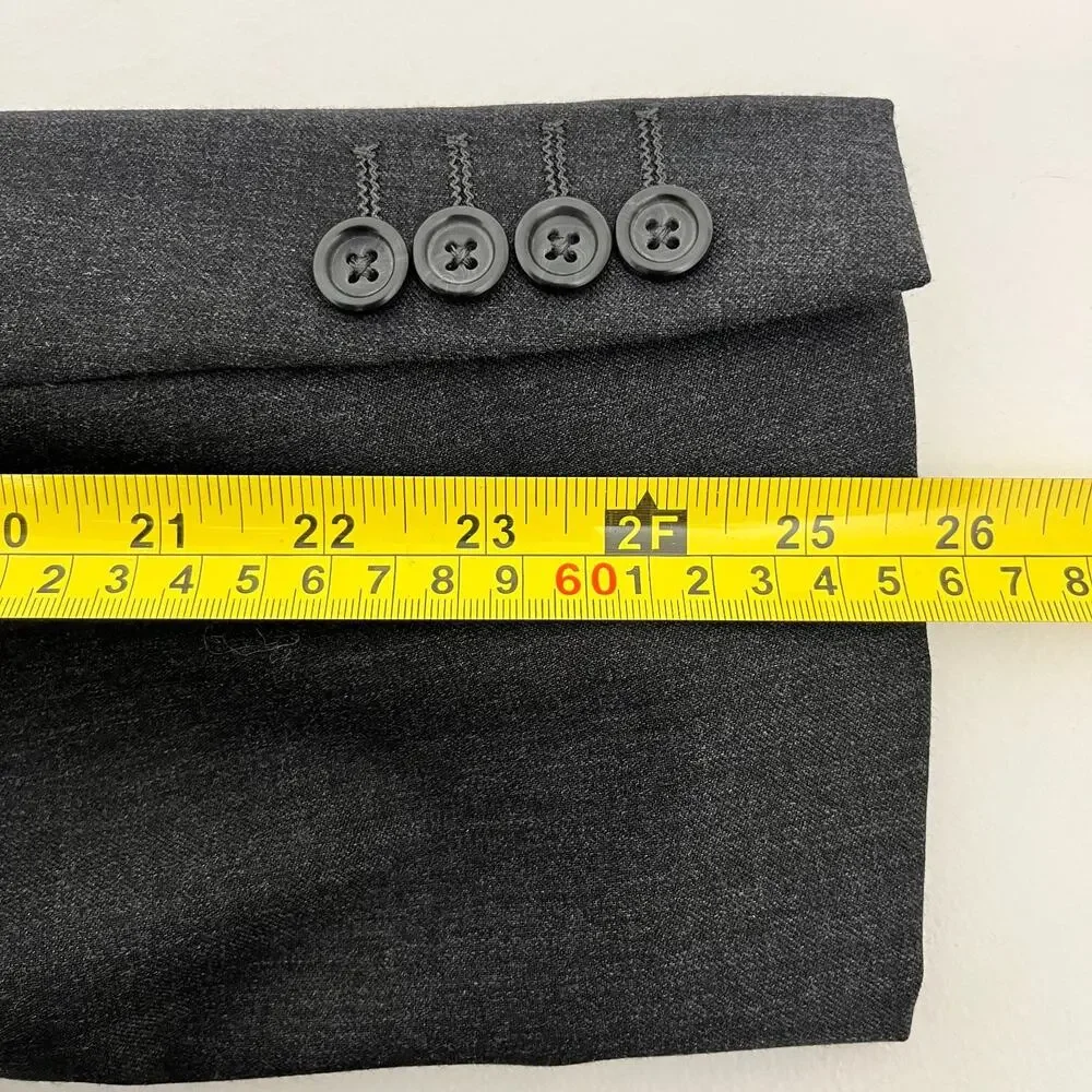 Joseph & Feiss Gold‎ Mens 44R Blazer Jacket Black Charcoal Wool Long Sleeve